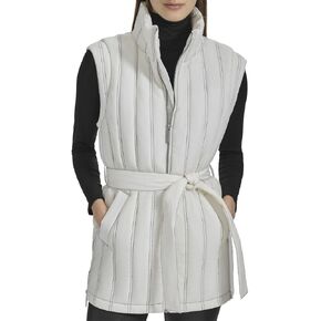 Andrew Marc Women's Self Tie Quilted Tunic Length Vest