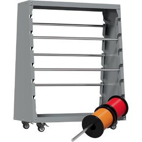 Wire Spool Rack Multiple Axle Cable Dispenser with 6 Rods Cold-Rolled Steel Wire Spool Cart Heavy Duty Wire Cable Caddy Conduit Display & Storage With Wheels 300lbs Capacity