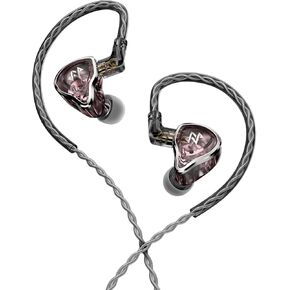 NM20 in Ear Monitor Earphones Wired Earbuds - Stage Use Studio Professional Earphones,Clear Sound Extra Bass for Musicians Audiophiles.Single Dynamic Driver,Secure Fit 2 pin OFC Cable,Pink