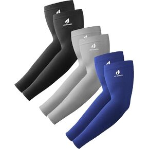 Arm Sleeves for Men Women Kids 3 Pairs, Compression Sleeve Cover Arms, Tattoo Cover-up Sun Sleeves UV Protection Cooling for Sports Football Baseball Volleyball Boys Girls-1