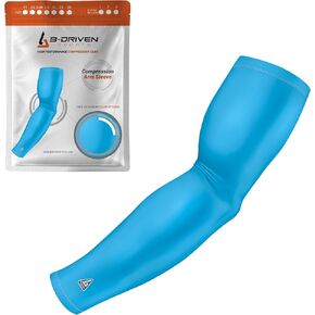 B-Driven Premium Pro-Fit Sports Compression Arm Sleeve (Single) Solid Design Baseball Arm Sleeves For Men Women Youth