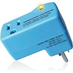 1 PC Upgraded Thermostat Outlet for Greenhouse and Well House Heater YeloDeer, Auto On 38 °F/Off 50 °F for Heater Pond De-icers Farm RV