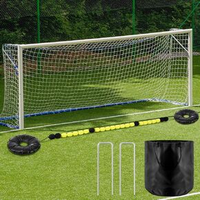 11.8ft Single Line Deflector Goalkeeper Deflection Equipment Soccer Goalie Training Equipment Reflex and Agility Training with Storage Bag 2 Ground Pins and 2 Water Bags