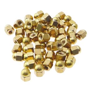 50PCS M4 Hexagon Cap Nuts Round Cap Nut Decorative Nut Brass One Piece Cover for Machinery Plumbing Electrical Furniture