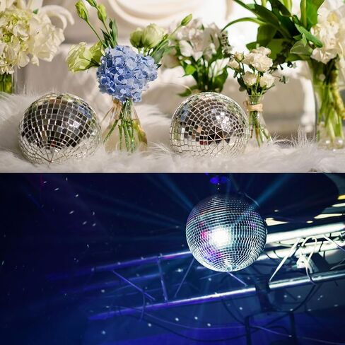 MECCANIXITY Mirror Ball, 4, 6, 8 Inch Glass Disco Balls Decoration Disco Reflective Balls with Hanging Ring Gold for DJ Club Stage Wedding Holiday Bar Party Decorations Pack of 4 in Saudi Arabia