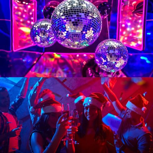 MECCANIXITY Mirror Ball, 4, 6, 8 Inch Glass Disco Balls Decoration Disco Reflective Balls with Hanging Ring Gold for DJ Club Stage Wedding Holiday Bar Party Decorations Pack of 4 in Saudi Arabia