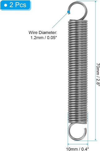 PATIKIL Extension Spring, 2pcs Wire Diameter 0.08", OD 0.6", Free Length 10.2" Spring Steel Dual Hook Tension Springs for Lawn Tractor Home Repairs DIY, Grey in Saudi Arabia