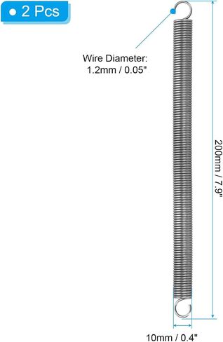 PATIKIL Extension Spring, 2pcs Wire Diameter 0.08", OD 0.6", Free Length 10.2" Spring Steel Dual Hook Tension Springs for Lawn Tractor Home Repairs DIY, Grey in Saudi Arabia