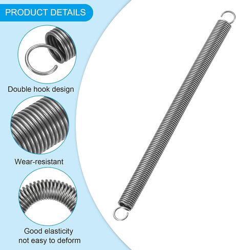 PATIKIL Extension Spring, 2pcs Wire Diameter 0.08", OD 0.6", Free Length 10.2" Spring Steel Dual Hook Tension Springs for Lawn Tractor Home Repairs DIY, Grey in Saudi Arabia