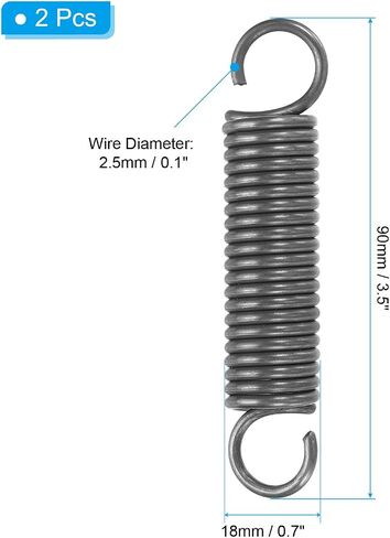 PATIKIL Extension Spring, 2pcs Wire Diameter 0.08", OD 0.6", Free Length 10.2" Spring Steel Dual Hook Tension Springs for Lawn Tractor Home Repairs DIY, Grey in Saudi Arabia