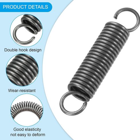 PATIKIL Extension Spring, 2pcs Wire Diameter 0.08", OD 0.6", Free Length 10.2" Spring Steel Dual Hook Tension Springs for Lawn Tractor Home Repairs DIY, Grey in Saudi Arabia