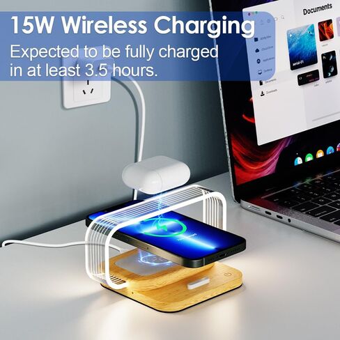Donewin Small Nightstand Lamp with Wireless Charger,Cute Bedside Lamp for Bedroom,Small Table Lamp with Phone Charger,Mini Night Light for Boys Girls,Tiny Lamp as Gift,Stepless Dimmable,3 Color Modes in Saudi Arabia