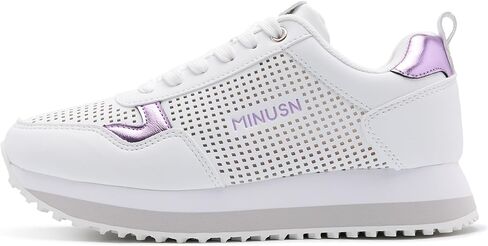 Women's Sneakers Thick Sole Fashion Walking Shoes Breathable Anti-Slip Sneakers Arch Lace Up Casual Shoes Comfortable Height Increasing Tennis Shoes Lilac 8 in Saudi Arabia