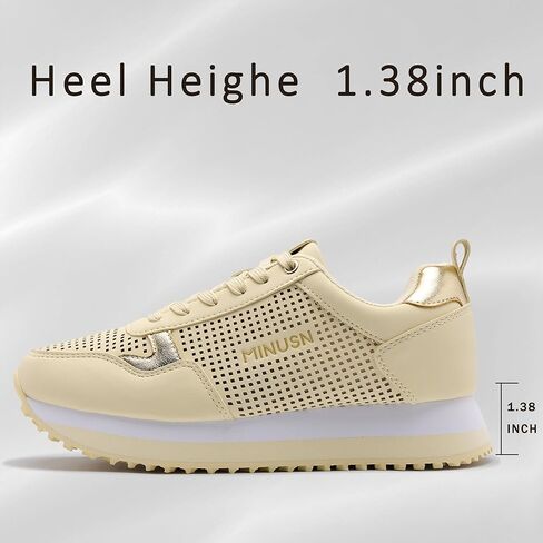 Women's Sneakers Thick Sole Fashion Walking Shoes Breathable Anti-Slip Sneakers Arch Lace Up Casual Shoes Comfortable Height Increasing Tennis Shoes Lilac 8 in Saudi Arabia