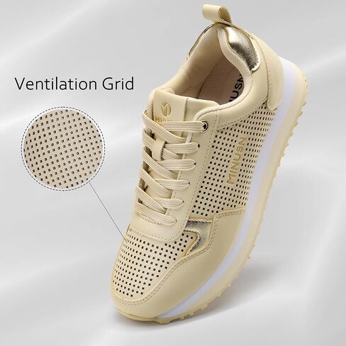 Women's Sneakers Thick Sole Fashion Walking Shoes Breathable Anti-Slip Sneakers Arch Lace Up Casual Shoes Comfortable Height Increasing Tennis Shoes Lilac 8 in Saudi Arabia