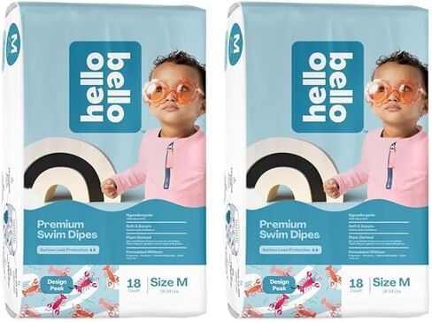 Hello Bello Premium Swim Diapers - Size L (32-40 lbs), Cute Extra-Bright Lobster Designs, 17 Count Jumbo Pack (Pack of 2) in Saudi Arabia
