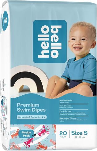 Hello Bello Premium Swim Diapers - Size L (32-40 lbs), Cute Extra-Bright Lobster Designs, 17 Count Jumbo Pack (Pack of 2) in Saudi Arabia