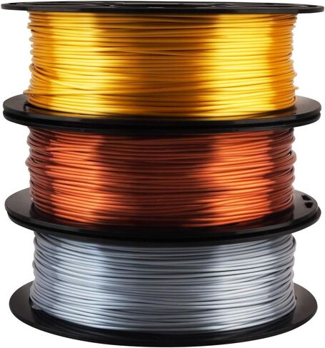 Shiny Silk Gold Silver Copper PLA Filament Bundle, 1.75mm 3D Printer Filament, Each Spool 0.5kg, 3 Spools Pack, with One 3D Printer Remove or Stick Tool MIKA3D in Kuwait