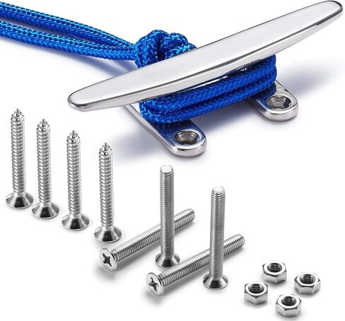 Boat Cleat Open Base Boat Cleat, Dock Cleat All 316 Stainless Steel Boat Mooring Accessories, Free Installation Accessories Screws(4/5 /6/8 inch) in Kuwait