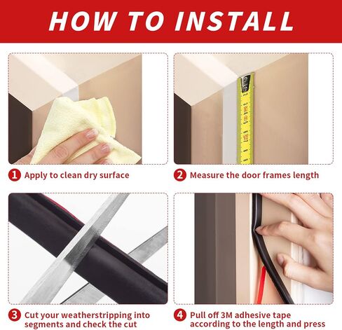50 Feet D-Shape Rubber Weather Stripping Door Seal Strip, Fingwerk Self-Adhesive Backing Door Weatherstripping for Door Frame Insulation Large Gap, Easy Cut to Size with Tailor Scissors(Black) in Kuwait