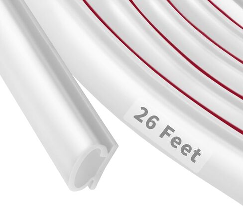 50 Feet D-Shape Rubber Weather Stripping Door Seal Strip, Fingwerk Self-Adhesive Backing Door Weatherstripping for Door Frame Insulation Large Gap, Easy Cut to Size with Tailor Scissors(Black) in Kuwait