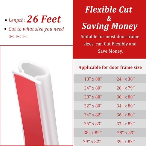 50 Feet D-Shape Rubber Weather Stripping Door Seal Strip, Fingwerk Self-Adhesive Backing Door Weatherstripping for Door Frame Insulation Large Gap, Easy Cut to Size with Tailor Scissors(Black) in Kuwait