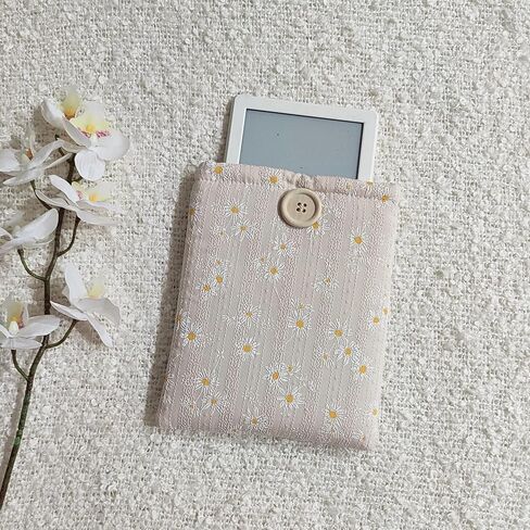 Floral Kindle Sleeve - Compatible with Paperwhite/Basic (6''), Paperwhite (6.8''), Signature (6.8'') - Padded Cotton E-Reader Cover (White - Rosebud) in Saudi Arabia