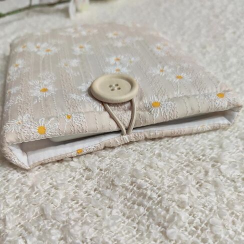 Floral Kindle Sleeve - Compatible with Paperwhite/Basic (6''), Paperwhite (6.8''), Signature (6.8'') - Padded Cotton E-Reader Cover (White - Rosebud) in Saudi Arabia