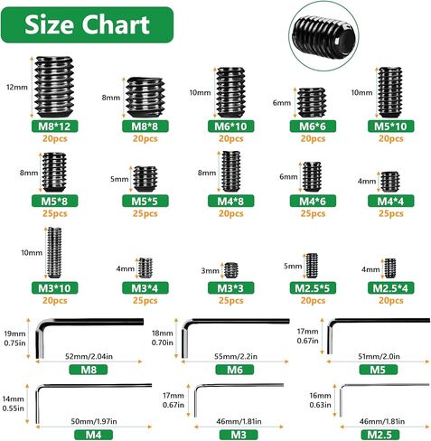 مجموعة براغي، 330 قطعة مجموعة براغي سداسية الرأس - M2.5/M3/M4/M5/M6/M8 مسمار مقبس رأس ألين، 12.9 براغي صغيرة مترية من سبائك الصلب الأسود لمقابض الأبواب وتركيبات الإضاءة in Kuwait
