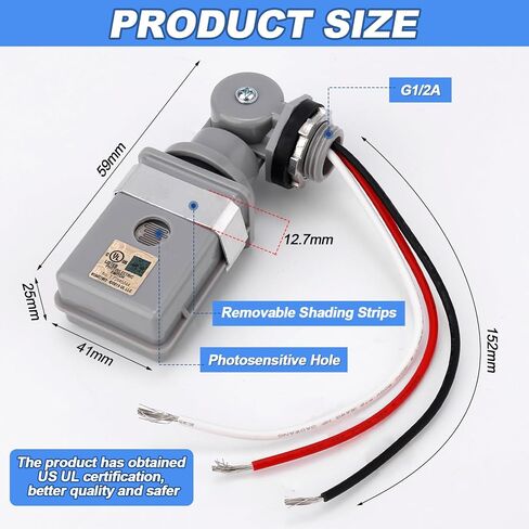 2 Packs Swivel Mount Photocontrol Outdoor Photocell Sensor with Stem, Photo Cell Sensor for Outdoor Lights Dusk to Dawn Sensor Photoelectric Switch for Back Yard Lightening in Saudi Arabia