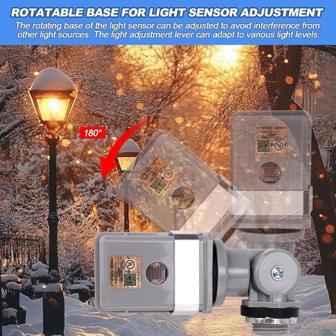 2 Packs Swivel Mount Photocontrol Outdoor Photocell Sensor with Stem, Photo Cell Sensor for Outdoor Lights Dusk to Dawn Sensor Photoelectric Switch for Back Yard Lightening in Saudi Arabia
