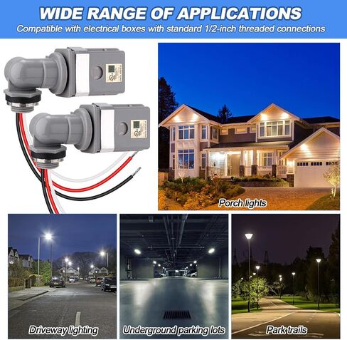 2 Packs Swivel Mount Photocontrol Outdoor Photocell Sensor with Stem, Photo Cell Sensor for Outdoor Lights Dusk to Dawn Sensor Photoelectric Switch for Back Yard Lightening in Saudi Arabia