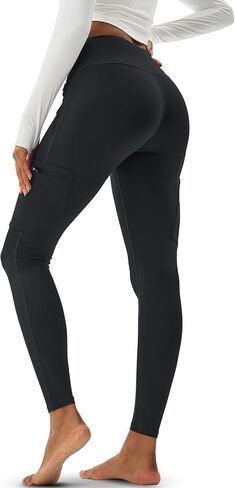 MAGCOMSEN Women's High Waisted Hiking Leggings Water Resistant Workout Running Tights Yoga Pants with 4 Zipper Pockets in Saudi Arabia