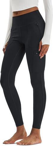 MAGCOMSEN Women's High Waisted Hiking Leggings Water Resistant Workout Running Tights Yoga Pants with 4 Zipper Pockets in Saudi Arabia