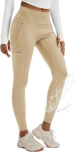 MAGCOMSEN Women's High Waisted Hiking Leggings Water Resistant Workout Running Tights Yoga Pants with 4 Zipper Pockets in Saudi Arabia