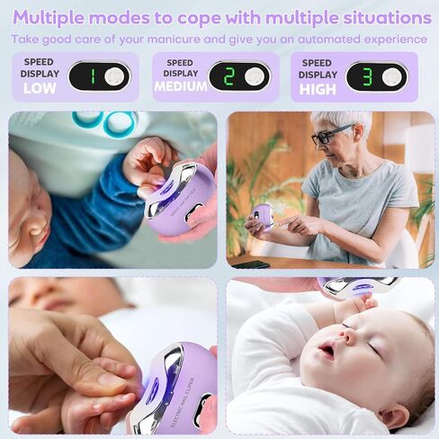 Automatic Electric Nail Clipper,with LCD Digital Display, Safety Baby Fingernail Nail Clipper, 3-Speeds Levels and Nail Clip Storage, USB Rechargeable Suitable for Babies,Children, Adults and Seniors in Saudi Arabia