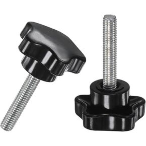 2-Pack Star Clamping Knobs, M6x20mm Male Thread Hand Tightening Screw for Machinery/Electronic/Furniture/Umbrella Base, Machine Handle Replacement [31mm, Black]