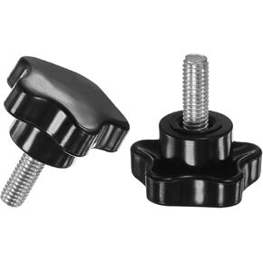 4-Pack Star Clamping Knobs, M6x60mm Male Thread Hand Tightening Screw for Machinery/Electronic/Furniture/Umbrella Base, Machine Handle Replacement [Stainless Steel, Black]