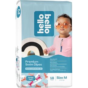 Hello Bello Premium Swim Diapers - Size S (16-28 lbs), Cute Extra-Bright Lobster Designs, 20 Count Jumbo Pack (Pack of 2)