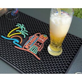 Tiki Bar Mat Warrior Head Mat Gettin Freaky at The Tiki 18x12 in Tiki Decor Hawaiian Decorations, Luau Party Decorations & Hawaiian Party Decorations Bar Mats for Countertop, Tiki Man Luau Decorations