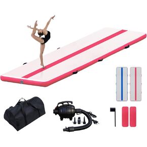 FunWater 10ft Inflatable Gymnastics Mat, Training Mats 4 inches Thick, Gymnastic Tumbling Tracks for Home Gym/Yoga/Cheerleading with Electric Pump
