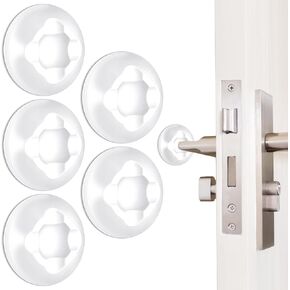 Nuanchu 6 Pcs Door Handle Stopper 1.96'' Clear Rubber Door Knob Bumpers Self Adhesive Wall Door Handle Stopper Door Knob Wall Protector for Wall Broken Noise in Your Home or Office