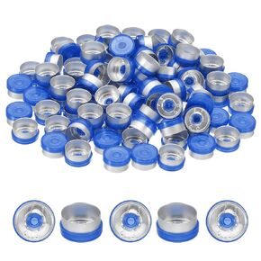 PATIKIL 20mm Flip Off Caps, 100 Pcs Flip Off Caps Flip Off Seals Flip Off Vial Seals Plastic Aluminum Caps Cover for Glass Vial Laboratory, Golden