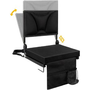 Stadium Seats with Back Support, Adjustable High Back & Angles Bleacher Chairs with Back and Cushion Wide, Padded Portable Stadium Chairs with Shoulder Strap, Perfect for Sports Events