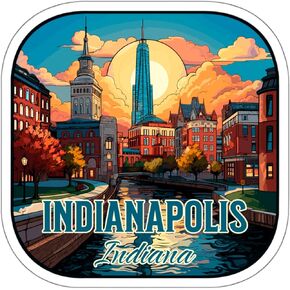 Indianapolis Indiana Sticker Travel Weatherproof Souvenir Decal Vinyl Small Waterproof for Water Bottle Mug Passport Notebook Laptop Computer Phone Car Stickers Size 4" ID44990