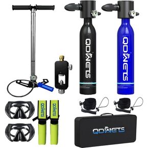 Scuba Diving Tank Mini Portable Lung Tank Kit with Dot Marked Oxygen Cylinder Set with Combo Valve Portable Diving Gear for Underwater Diving Equipment Reusable Pony Bottle