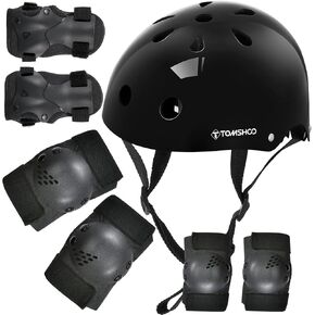 TOMSHOO Adjustable Helmet for Ages 5-16 Kids Toddler Boys Girls Youth,Protective Gear Set with Elbow Knee Wrist Pads for Skateboard, Bike, Skating, Cycling Roller Skate