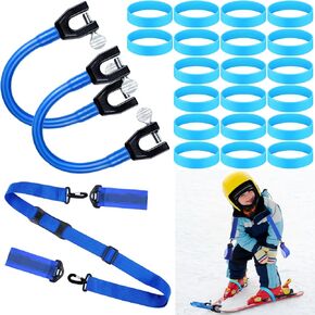 Skiing Accessory for Beginners 2 Pcs Ski Tip Connector 20 Pcs 3 Inch Ski Bindings Straps Ski Carrier Strap Ski Brake Retainer for Men Women Learn to Speed Control Easy Transportation
