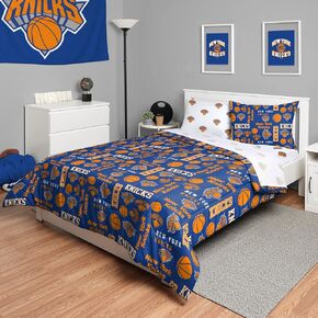 FOCO New York Knicks NBA Team Color Bed in a Bag Comforter Bedding 5 Piece Set - Full