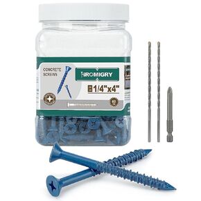 1/4" x 4" Concrete Screws (60 PCS) Flat Head 1/4 inch Concrete Anchors with Drill Bits for Masonry, Cement, Stucco, Brick and Block